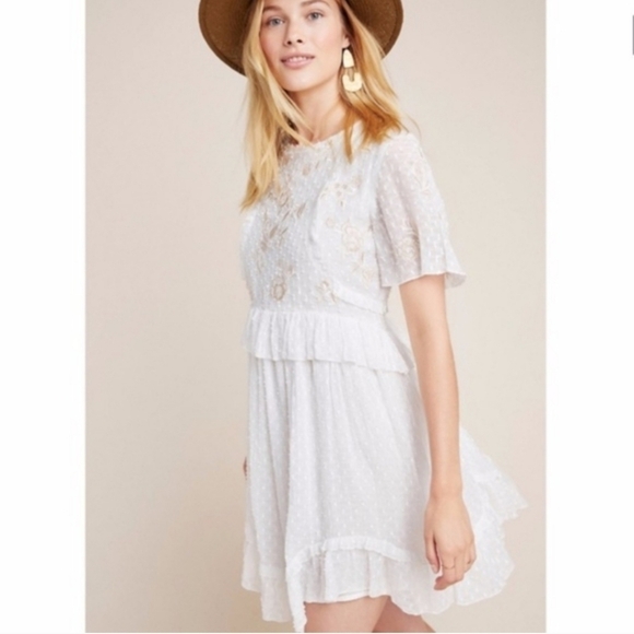 Anthropologie Ranna Gill White Basilia Tunic Dress S - Picture 2 of 8